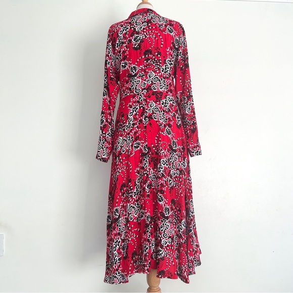Free People | Shirt Dress | Red printed | Tough Love | Maxi | Size 12 | Boho - Picture 6 of 11